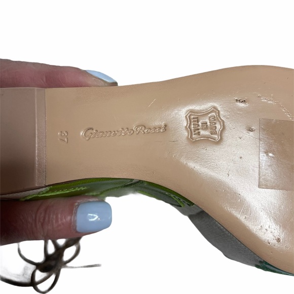 SALE Gianvito Rossi Grenada LeatherCanvas Wedge 37 - Picture 13 of 14